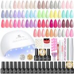 44pcs kit ongle gel uv complet 22 couleurs vernis � ongles semi permanent avec base top coat brillant ...