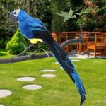 Perroquet artificiel - d�coration jardin - 45 cm - bleu - mousse - plume