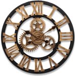 Horloge murale quartz antique gear bois - 45cm - marron et noir - vintage Horloge murale quartz antique gear bois - 45cm - marron et noir - vintage