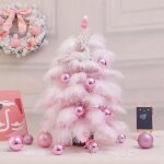 45cm - dcorationarbre de nol rose mini sapin de nol plume c?ur fille bricolage