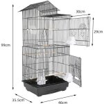 46 * 35. 5 * 99cm voli�re cage oiseau en m�tal noir perruche avec jouets pour perroquet canaries