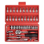 46pcs / set kit de clé à douille 1 / 4in clé à cliquet outil de réparation de voiture de garage métrique ... 46pcs / set kit de clé à douille 1 / 4in clé à cliquet outil de réparation de voiture de garage métrique ...