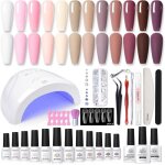 47pcs kit ongle gel u v complet kit vernis semi permanent(12couleurs + 2pcs top coat + 8 en 1 colle � ...