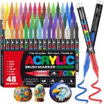 48 couleurs feutre acryliquestylos acryliques � pointe pinceau pour le coloriage adulteacrylic paint ...