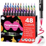48 feutres acryliques pointe pinceau coloriage adulte base deau pour pierre bois toile verre c�ramique ...
