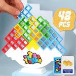 48pcs tetra tower balance stacking blocks gameboard games for 2 players + family games parties travelkids ...