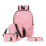 4cs / set toile femmes sacs  dos cartable impression mignon chat sac dcole sac  dos pour adolescent ...