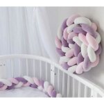 4m bb tour de lit coussin serpent coussin tress pare - chocs velours protection bb rose + blanc ...
