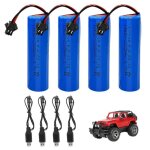 4pcs 3. 7v 1200mah batterie lithium - ion li - ion battery akku 18650 rechargeables avec 4 chargeur usb ...