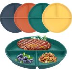 4pcs assiettes en 3 divis�es en plastique 23cm incassables contr�le des portions assiettes