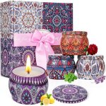 Coffret 4 bougies parfum�es 44 oz dasinko ? citron rose vanille lavande ? cire de soja 100%