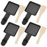 4pcs coupelle raclette barbecue et 4pcs spatules  raclette en bois polon raclette grill revtement ...