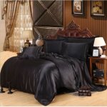 4pcs housse de couette deux personnes parure de lit en soie 220 x240cm (noir)