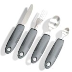 Couverts de table - 4pi�ces - ergonomiques - antid�rapants - acier inoxydable - pour personnes �g�es