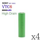 4x accus sony vtc6 18650 3000 mah li - ion batteries rechargeables 30a inr 3. 7v � haut drain