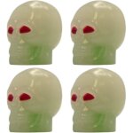 4x bouchon de valve capuchon forme t�te os skull phosphorescent lumineux nuit schrader pneu v�lo moto ...