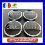 4x cache moyeu centre de roue pour audi noir 69mm embleme logo insigne jante