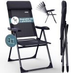 4x chaises de jardin pliantes anthracite en aluminium avec accoudoirs dossier rglable en 7 positions ...