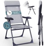 4x chaises de jardin pliantes gris chin en aluminium avec accoudoirs dossier rglable en 7 positions ...