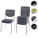 4x chaise visiteur t401 tissu textile si�ge gris fonc� pieds chrom�s