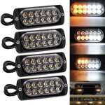 4x12led feux stroboscopique led orange - blanc lampe flash stroboscope led voiture 12v - 24v feux pntrations ...