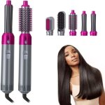 5 en 1 bigoudi sche - cheveux rotatif peigne lisseur peigne brosse  friser 5 barils interchangeables ...