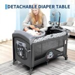 5 en 1 lit parapluie b�b� avec matelas barre d�tachable avec auvent r�glable2 jouets musical et sac transport ...