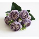 Bouquet de fleurs artificielles - rose - pivoine - 5 grandes ttes - 4 bourgeons - soie