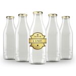 5 bouteilles en verre vides de 1000 ml - bouteilles en verre pour jus lait barbecue sauces - id�ales ...