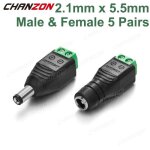 5 hommes et 5 femmes - connecteur dalimentation 12v cc 10 pi�ces prise jack m�le femelle adaptateur 2. ...