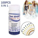 5 in1 bandelettes de test deau de spa de piscine kit de duret dalcalinit ph brome de chlore b385