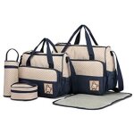 5 pcs bb ensemble de sacs  langer de multifonction ensemble de sac avec motif imprim pois - marine ...