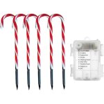 5 pcs dcoration de nol extrieur lumineuse lumires solaires de nol en sucre dorge lumires led pour ...