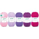 5 pelotes de laine - rose lilas fuchsia violet et pourpre - 100% acrylique - gr�ndl - lisa premium