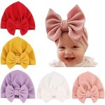 5 pi�ces b�b� turban bonnets de naissance chapeaux n?uds papillons mignon elastique enfant casquettes ...