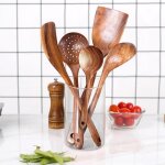 Ustensiles de cuisine - jph - ensemble de 5 cuill�res en bois - bois dacacia - r�utilisables - durable ...