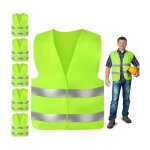 5 pi�ce gilet jaune voiture haute visibilit� � 360� gilet de s�curit� r�fl�chissant avec bandes r�fl�chissante ...