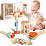 5 pi�ces jouet bebe bois instrument musique hochet entra�nement sensoriel enfant ensemble rythmique percussion ...