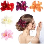 Pince � cheveux - fleur - hawa�enne - antid�rapante - color�e - 5 pi�ces
