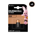 5 piles duracell lithium 123