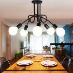 Plafonnier industriel vintage 5 t�tes - noir - l142 j0cc71 - m�tal - utilisation ext�rieure