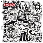 50 autocollants stickers noir et blanc / gris fun pour smartphone auto ordinateur casque skate. ?