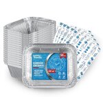 50 barquettes en aluminium avec couvercle alimentaire jetables de 430 ml - emballage alimentaire le transport ...