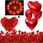 50 bougies c?ur 1000 p�tales rouge en soie 5 ballons c?ur rouges - d�coration romantique pour mariage ...