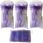 50 pcs lot organza housse de chaise noeuds mariage dco fte no?l 17x270cm violet