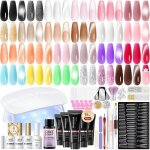 50 pcs ongle kit complet poly extension gel dextension pour ongles 24 couleurs avec vernis mat et brillant ...