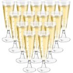 50 pi�ces fl�tes � champagne transparent verres � champagne en plastique �l�gantes reutilisables 160ml ...
