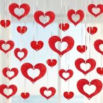50 pi�ces suspendu forme coeur rouge d�coration d�coration saint valentin � suspendre coeur guirlande ...