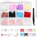 500 pcs pendentifs 3d pour ongles et perles  dos plat nail art charms n?ud  ongles toile et c?ur - ...