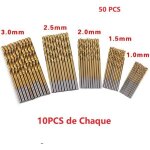 50pcs 1 - 3mm foret hlicodal hss haute acier perceuse pour bois plastique